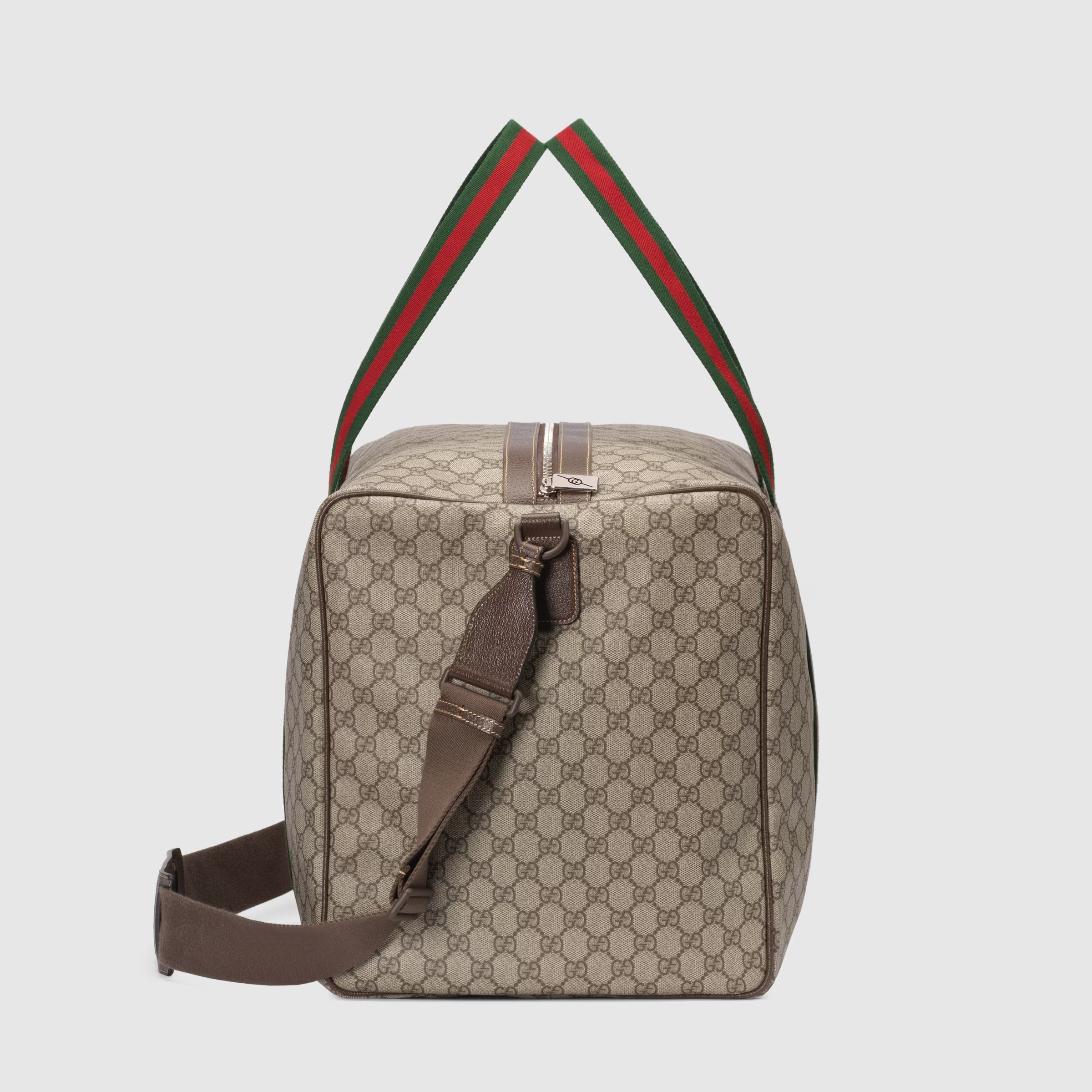 Gucci GG Supreme Canvas Large Duffle Bag with Web - Beige
