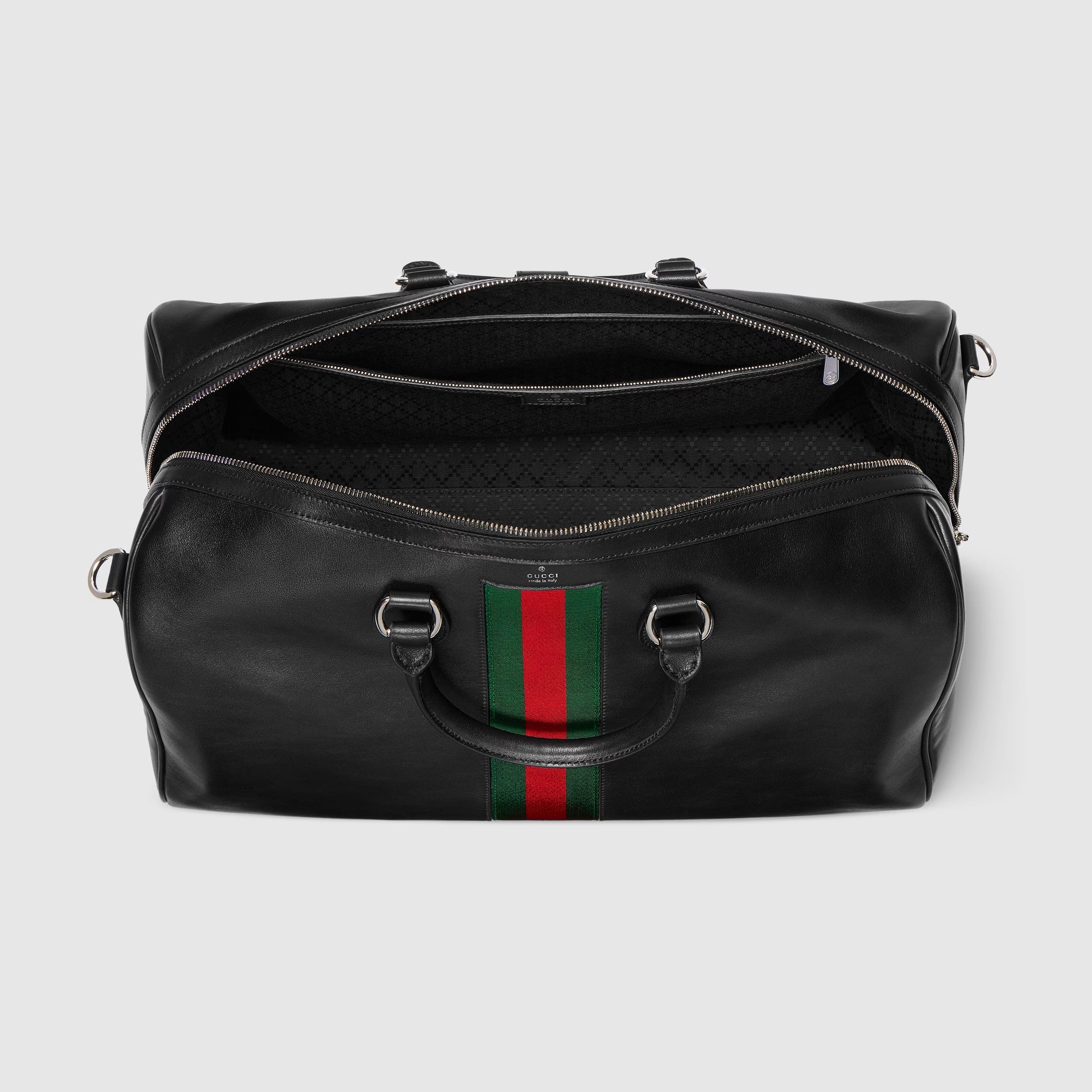 Gucci Web Trademark Medium Duffle Travel Bag – Black