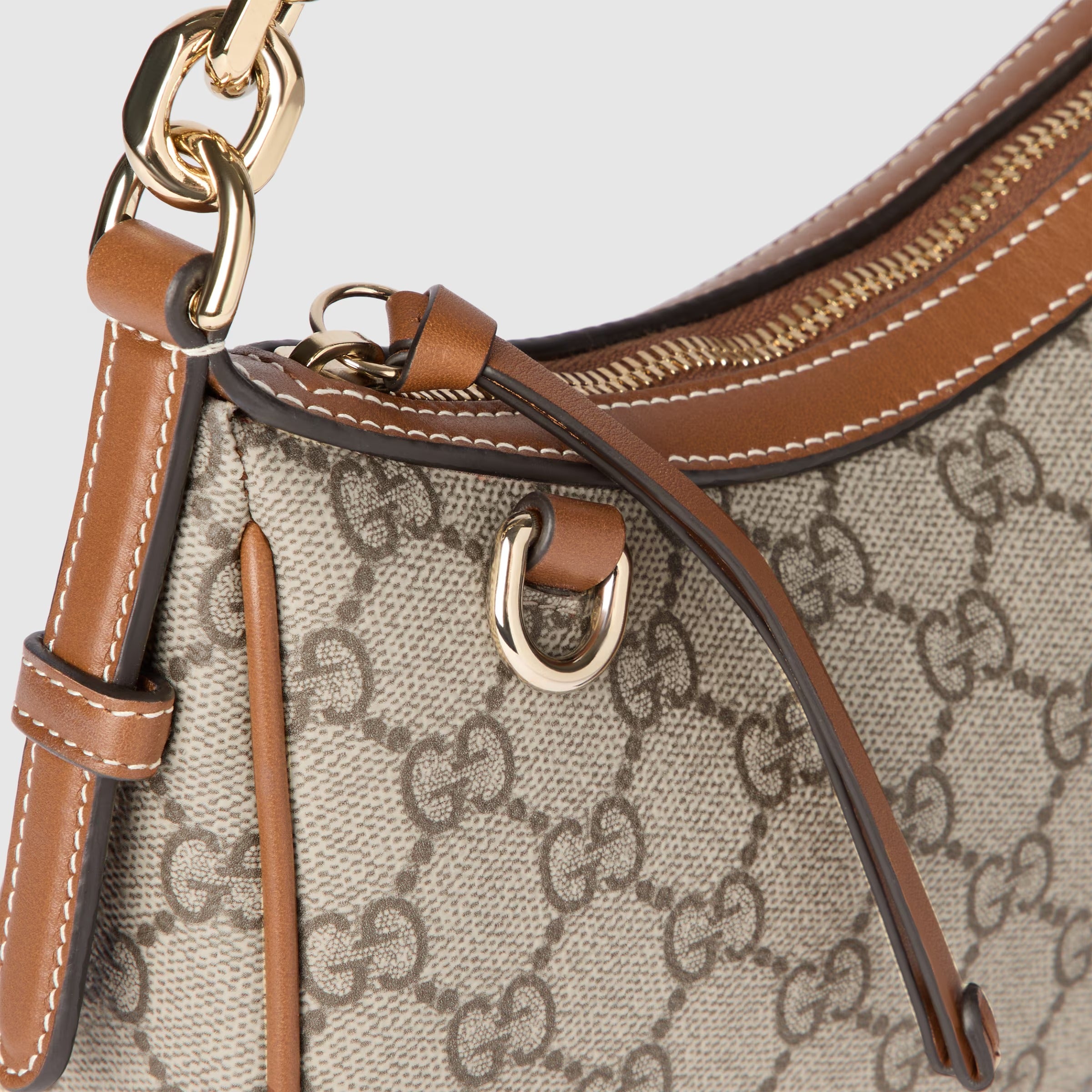 Gucci GG Emblem Small Shoulder Bag – Beige/Dark Brown