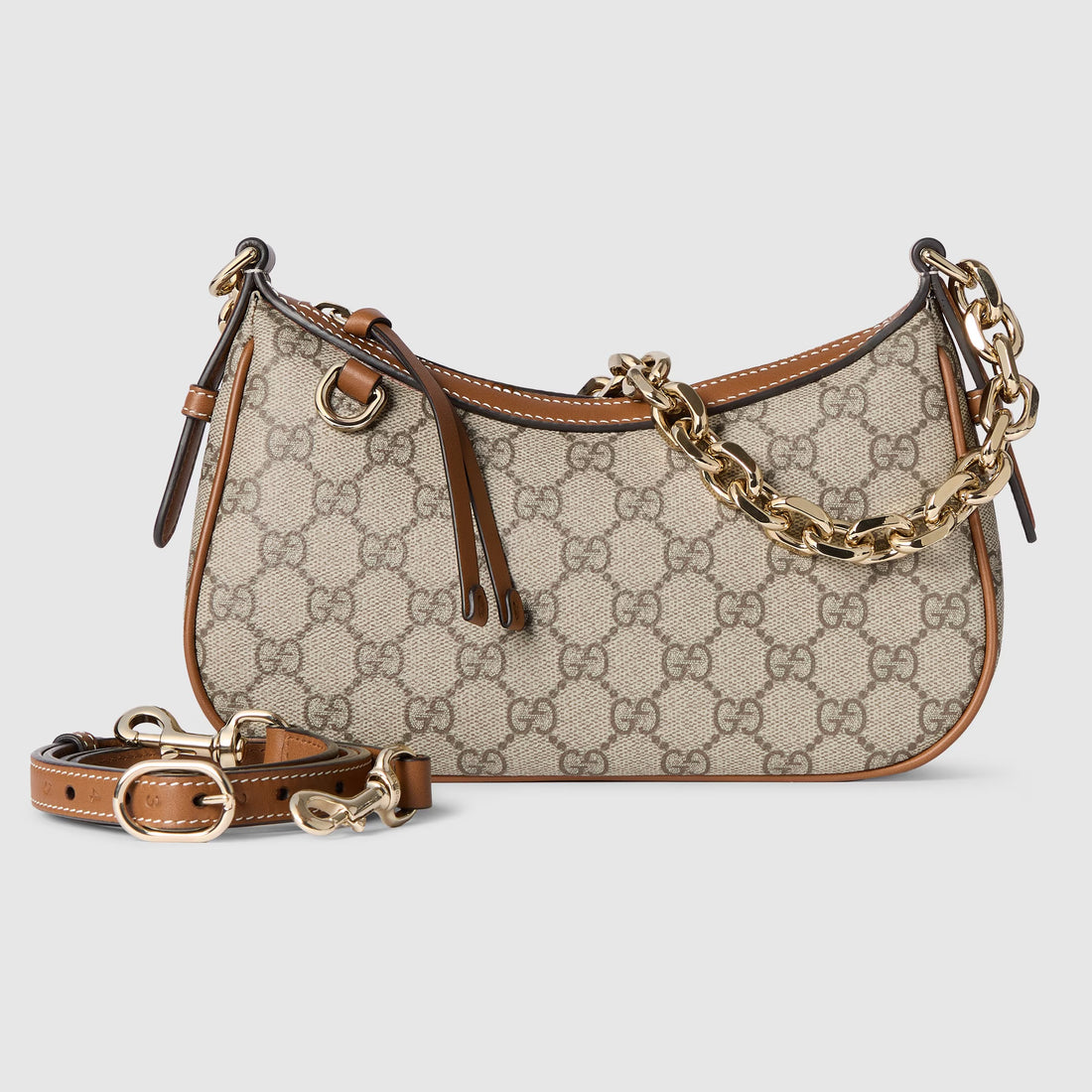 Gucci GG Emblem Small Shoulder Bag – Beige/Dark Brown