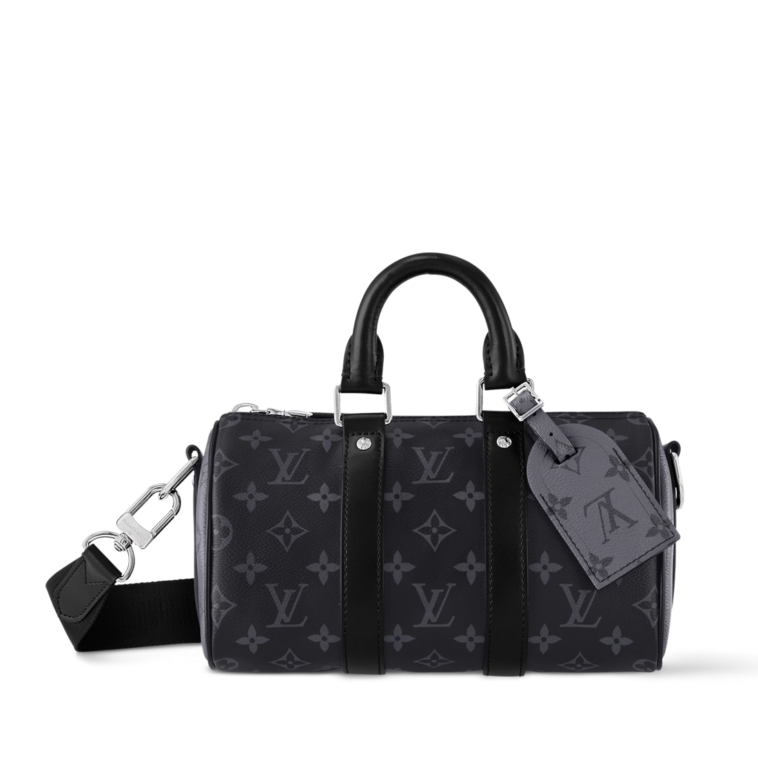 Louis Vuitton Monogram Eclipse Keepall Bandoulière 25 Duffle Bag – Grey