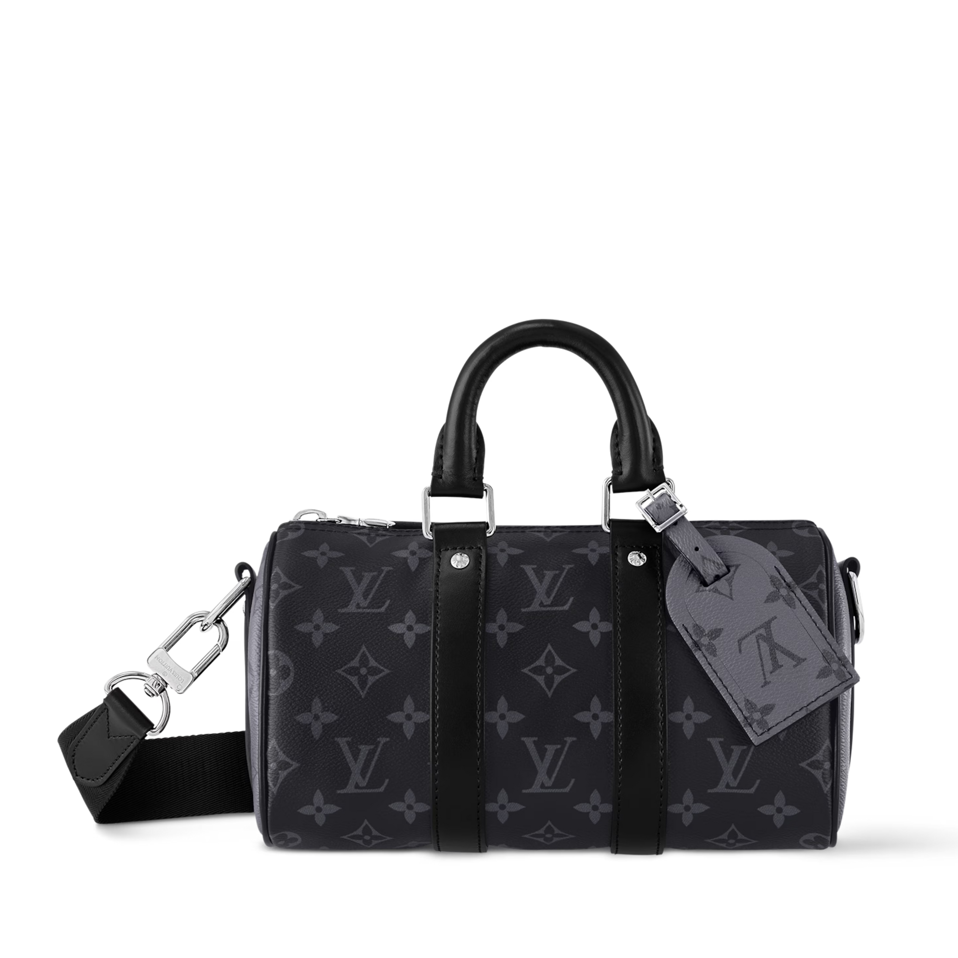 Louis Vuitton Monogram Eclipse Keepall Bandoulière 25 Duffle Bag – Grey