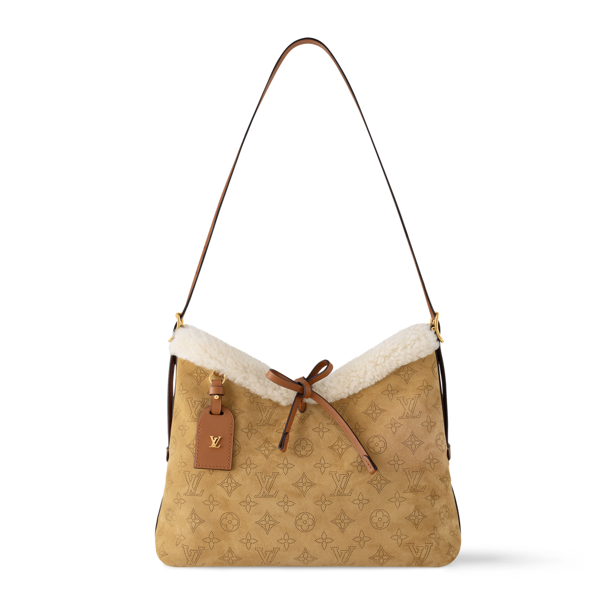 Louis Vuitton Mahina Suede Leather CarryAll PM Shoulder Bag – Beige