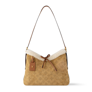 Louis Vuitton Mahina Suede Leather CarryAll PM Shoulder Bag – Beige
