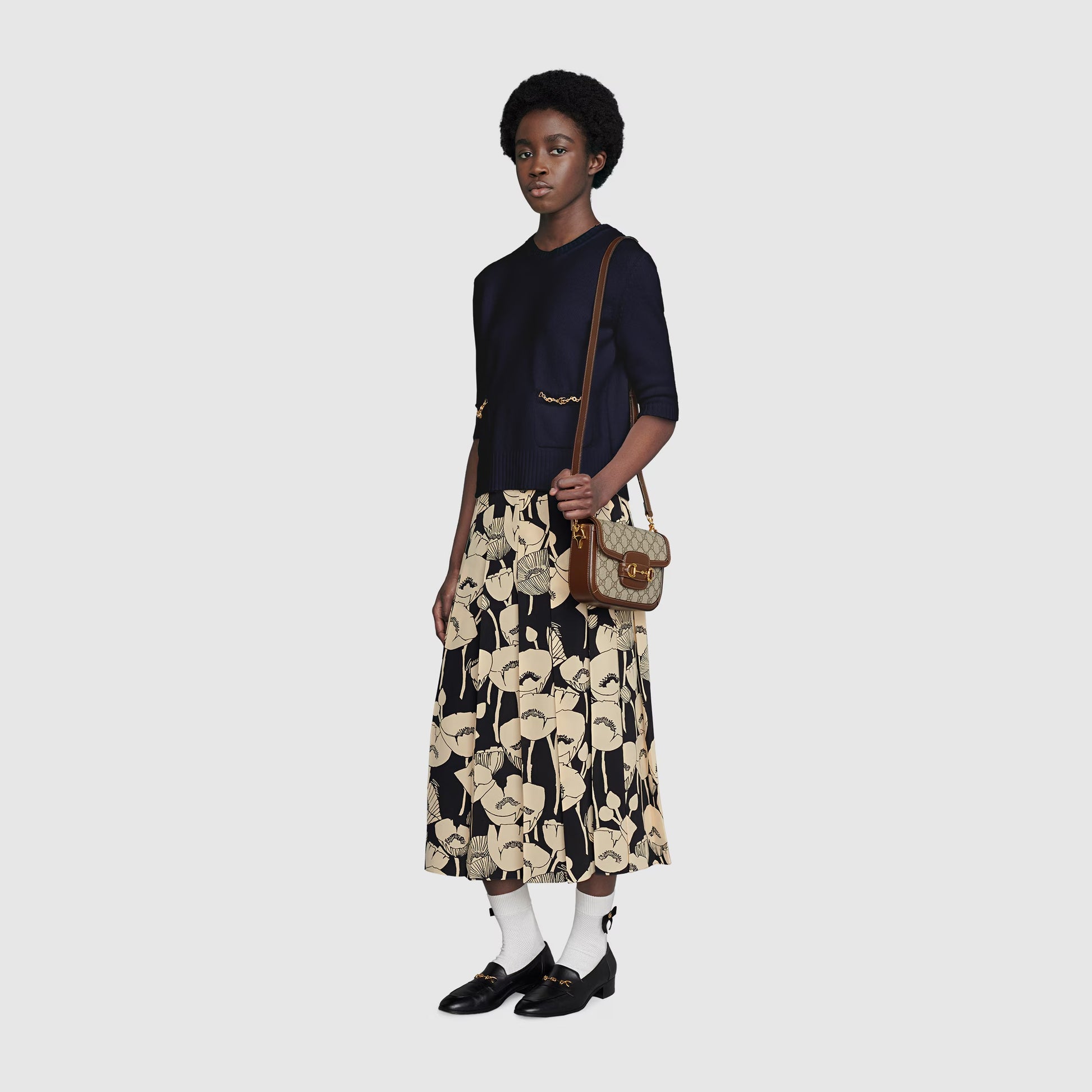 Gucci Horsebit 1955 GG Supreme Canvas Small Shoulder Bag – Beige