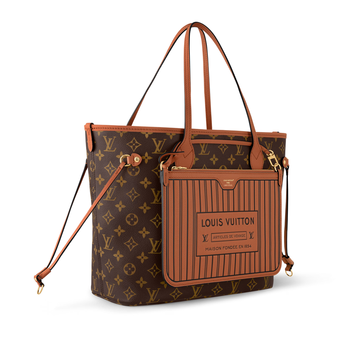 Louis Vuitton Mongram Canvas Neverfull Inside Out MM Shoulder Bag – Tan