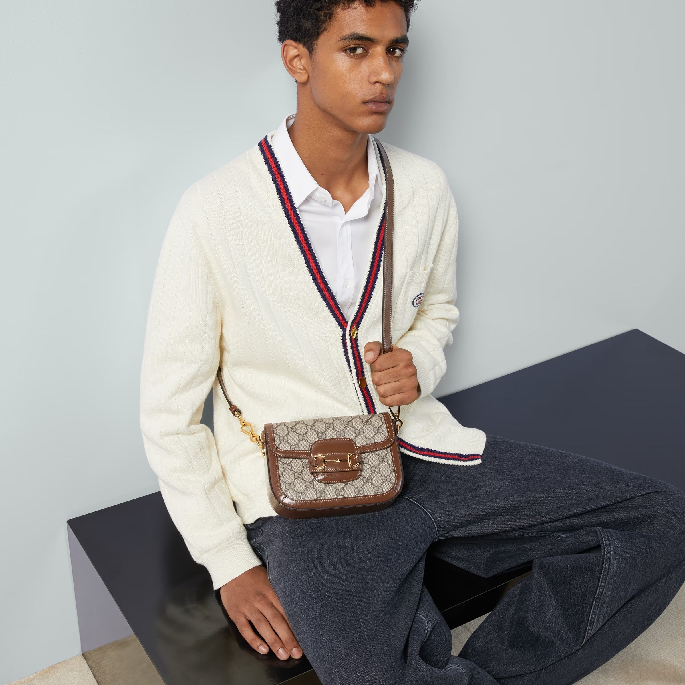 Gucci Horsebit 1955 Medium Shoulder Bag - Beige