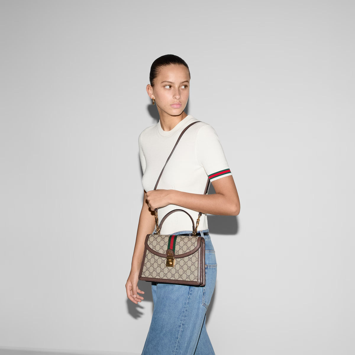 Gucci Ophidia Small Shoulder Chain Bag - Beige