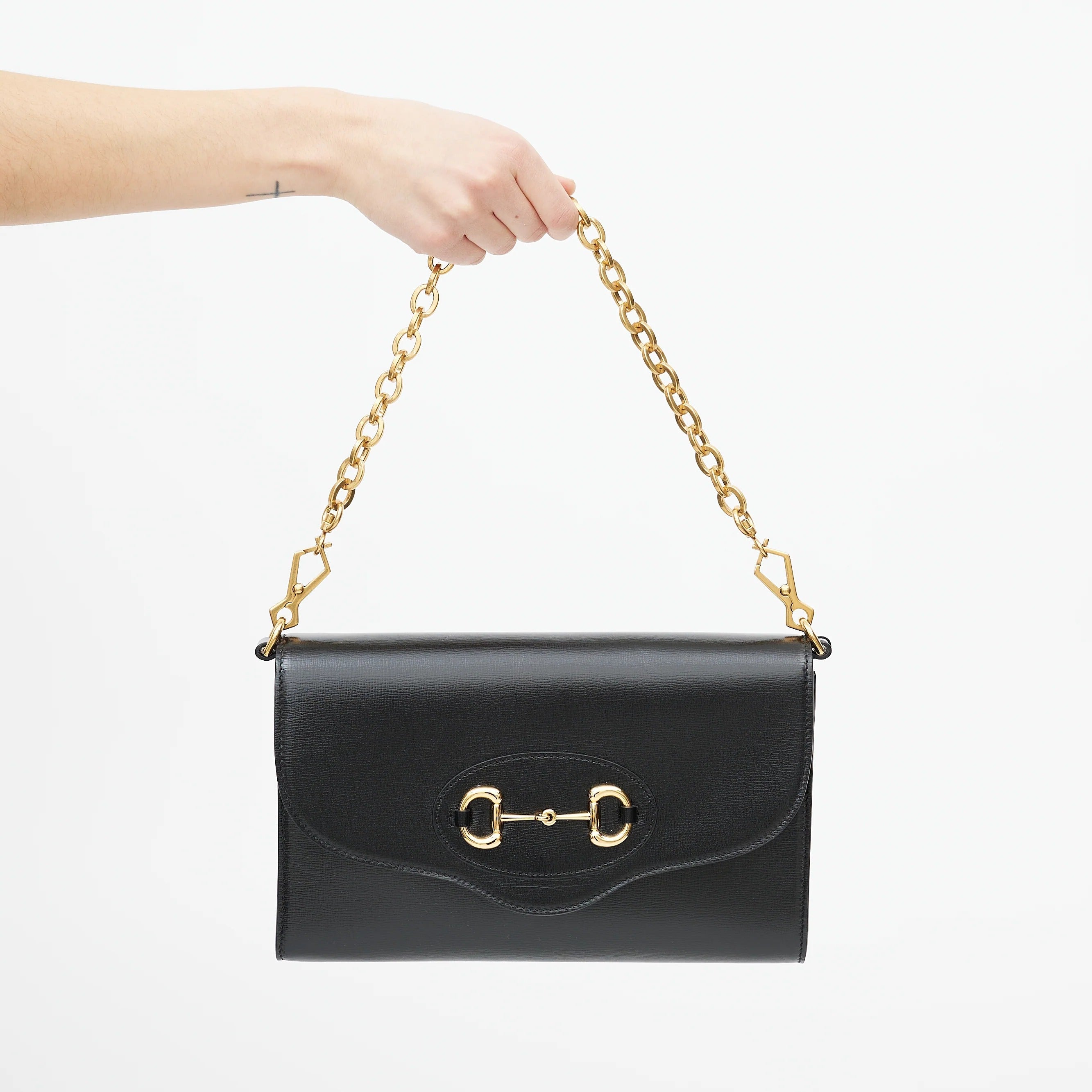 Gucci Horsebit 1955 Chain Crossbody Shoulder Bag – Black