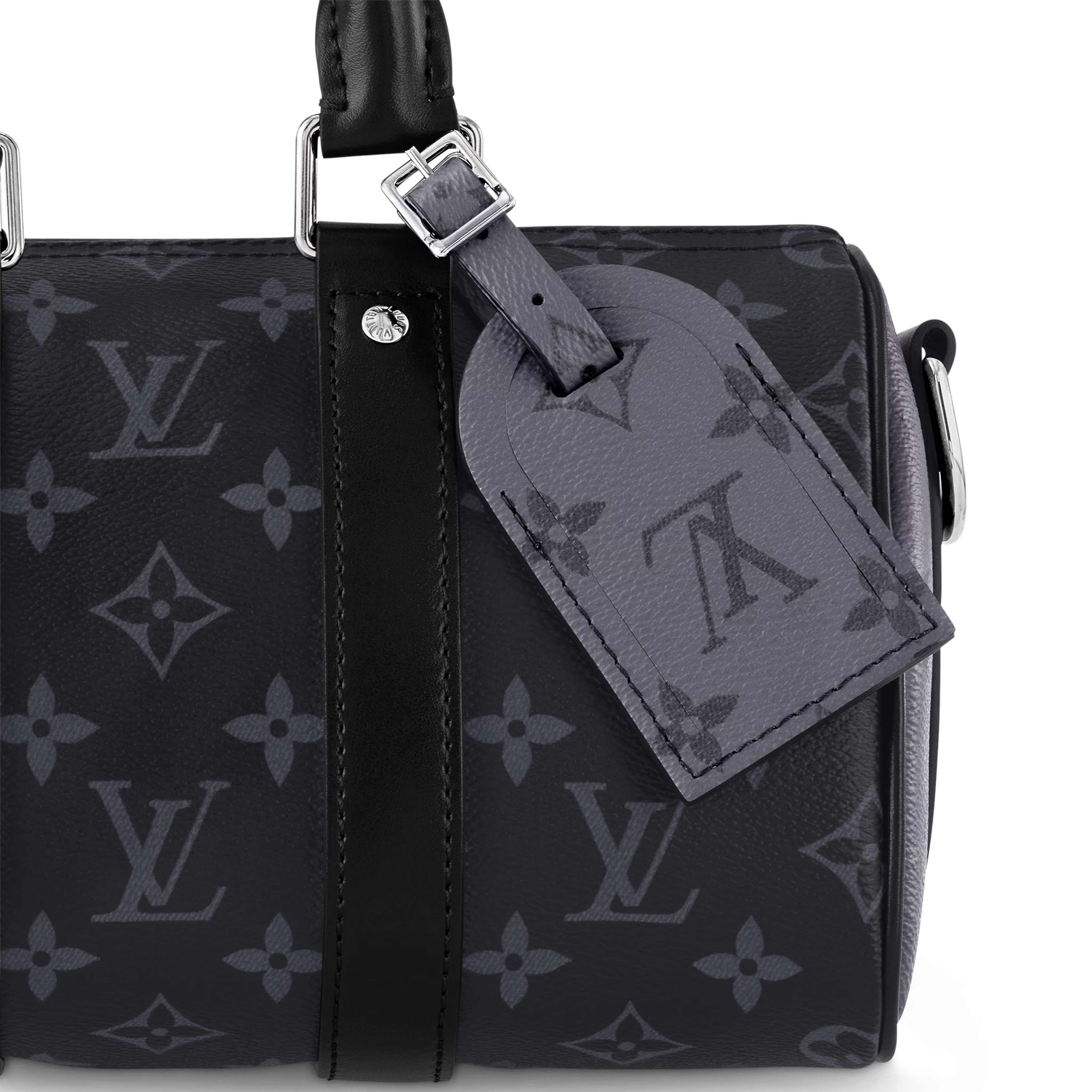 Louis Vuitton Monogram Eclipse Keepall Bandoulière 25 Duffle Bag – Grey