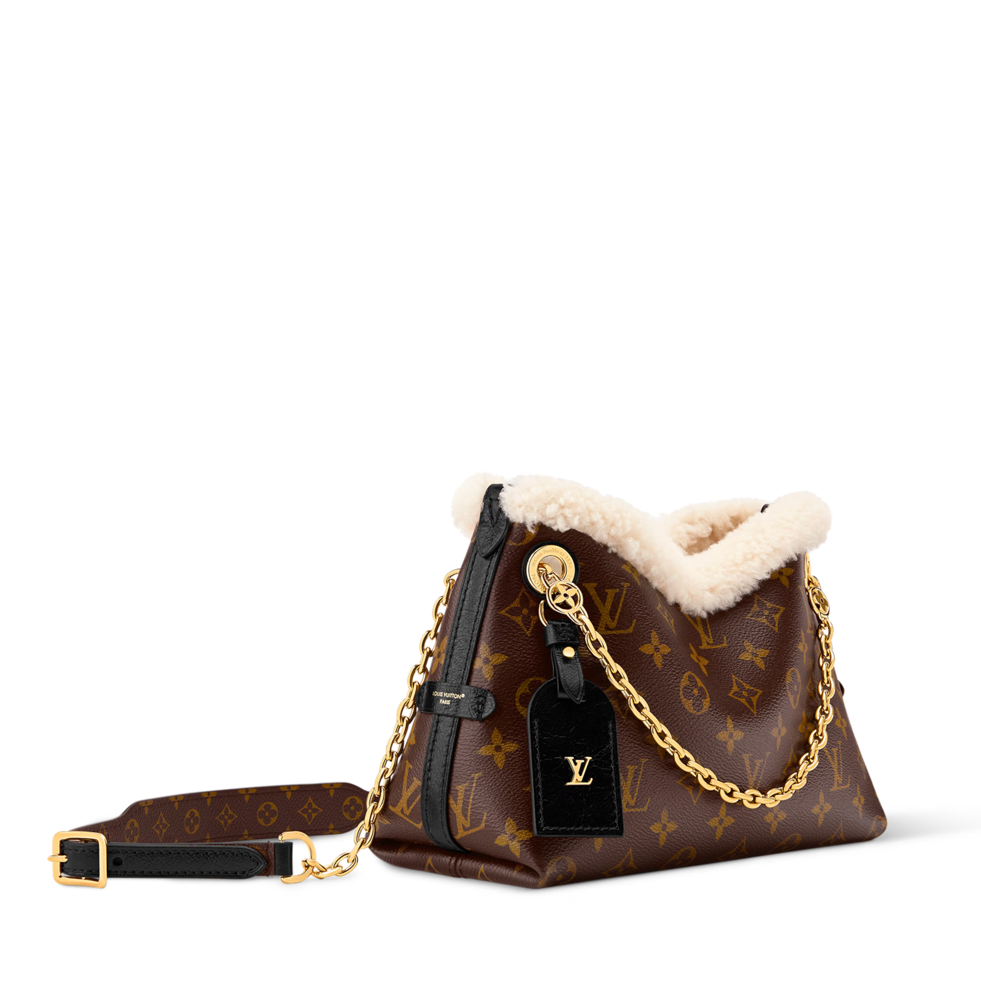 Louis Vuitton LV Ski Monogram Shearling CarryAll BB Handbag – Brown
