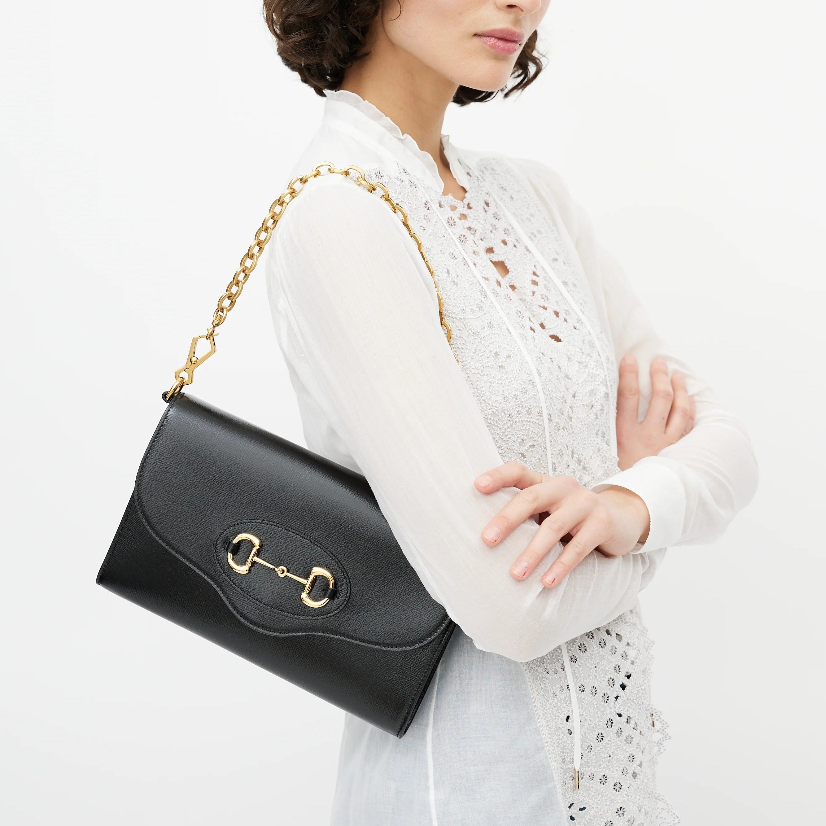 Gucci Horsebit 1955 Chain Crossbody Shoulder Bag – Black