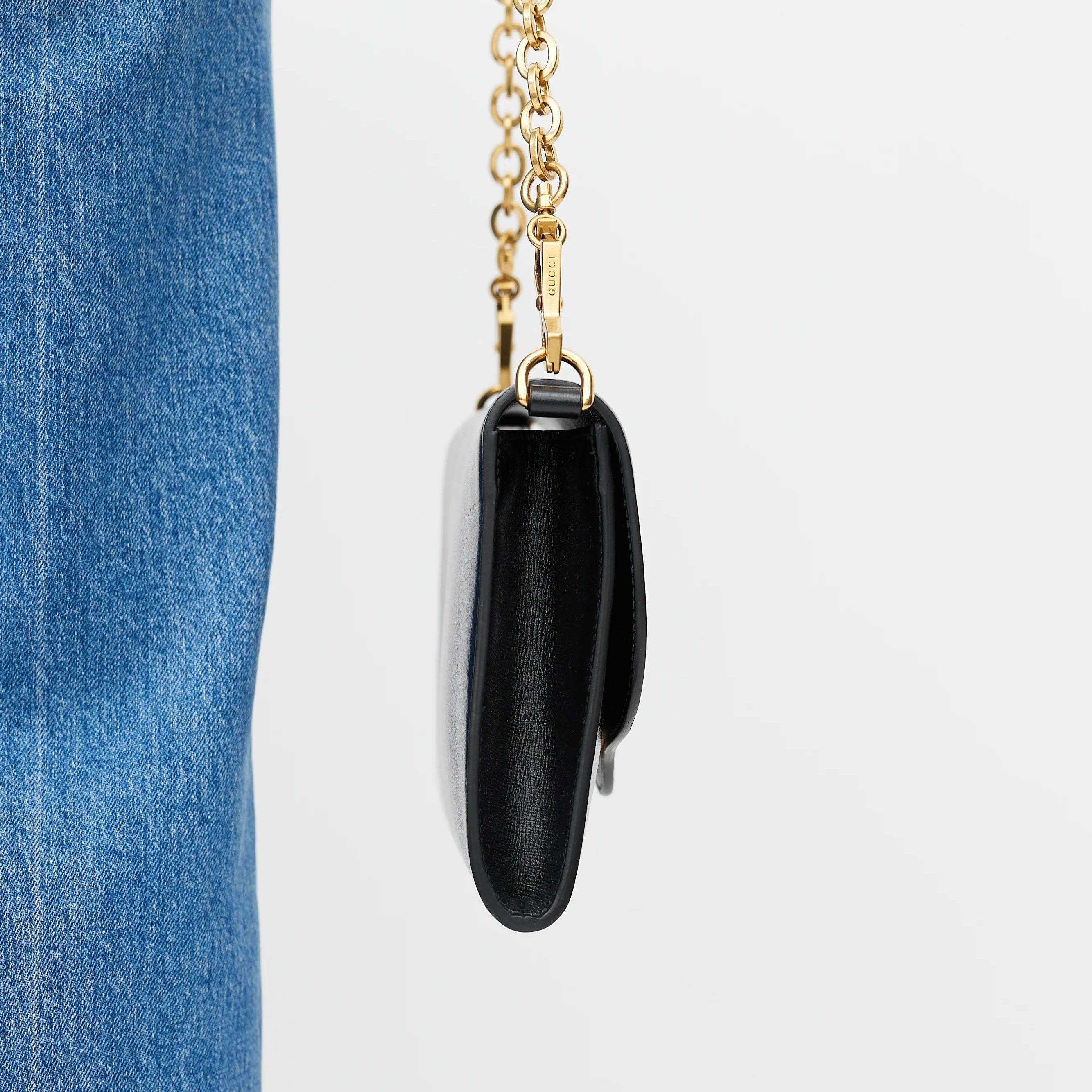 Gucci Horsebit 1955 Chain Crossbody Shoulder Bag – Black