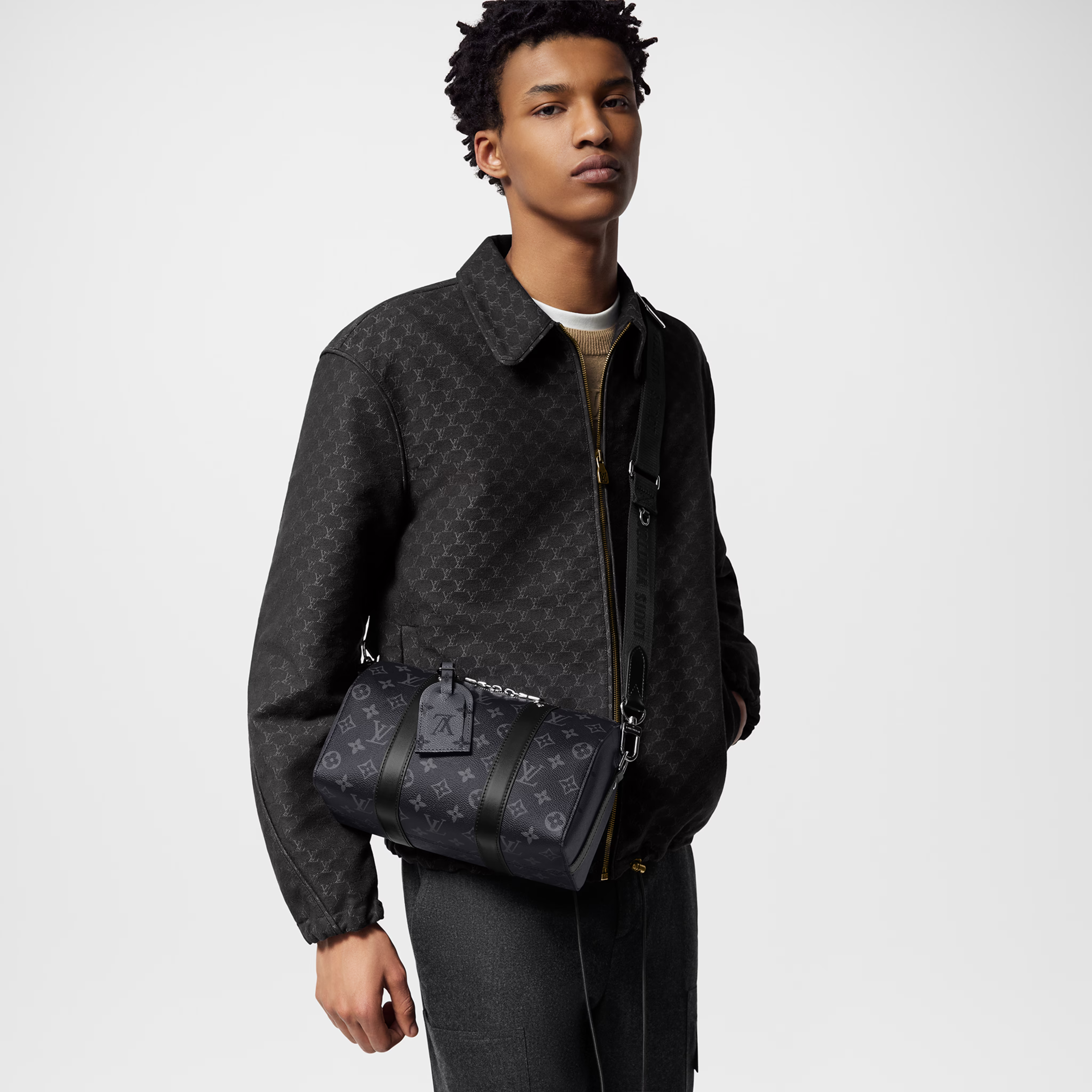 Louis Vuitton Monogram Eclipse City Keepall Duffle Bag – Black