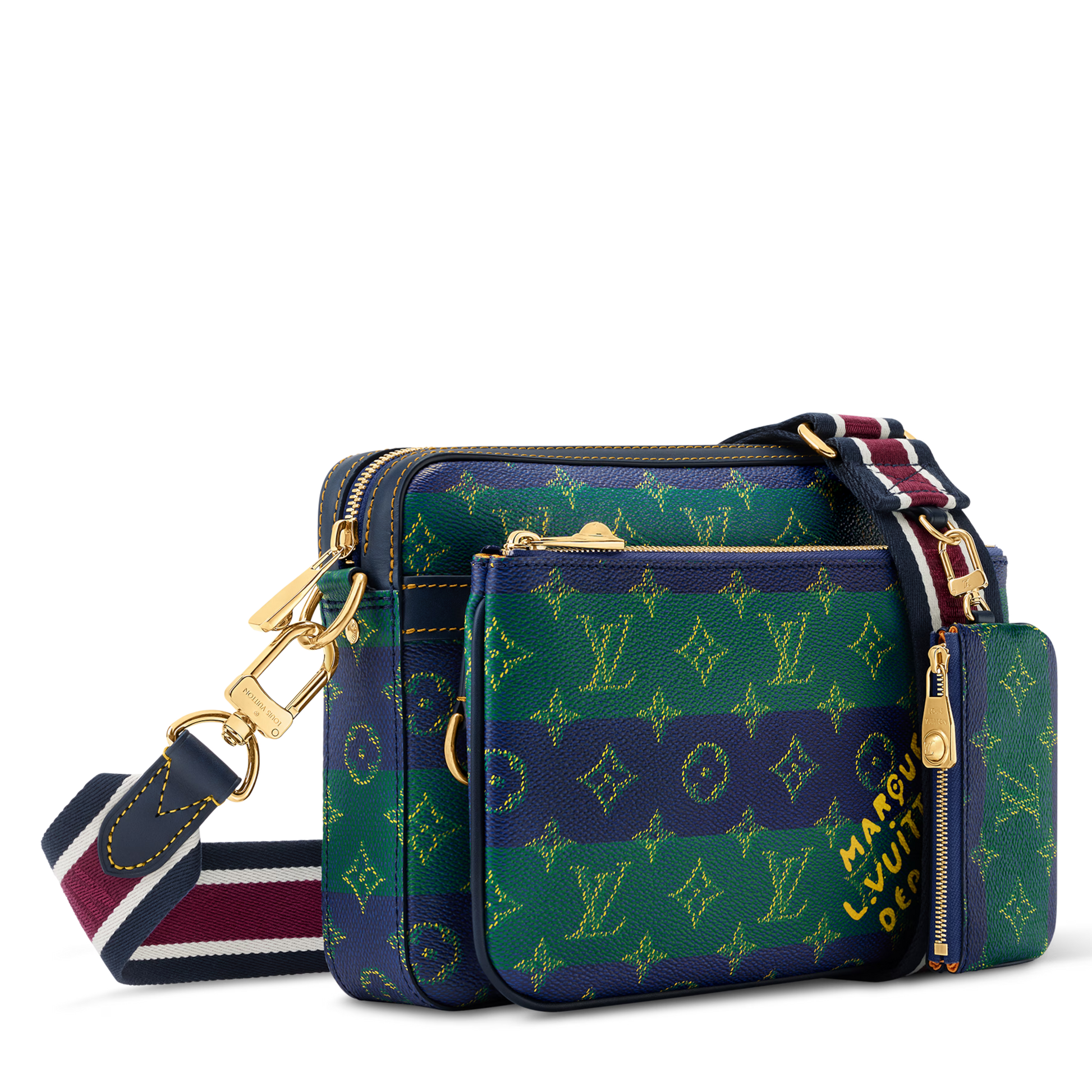 Louis Vuitton Monogram Heritage Canvas Trio Messenger Bag – Blue Stripes