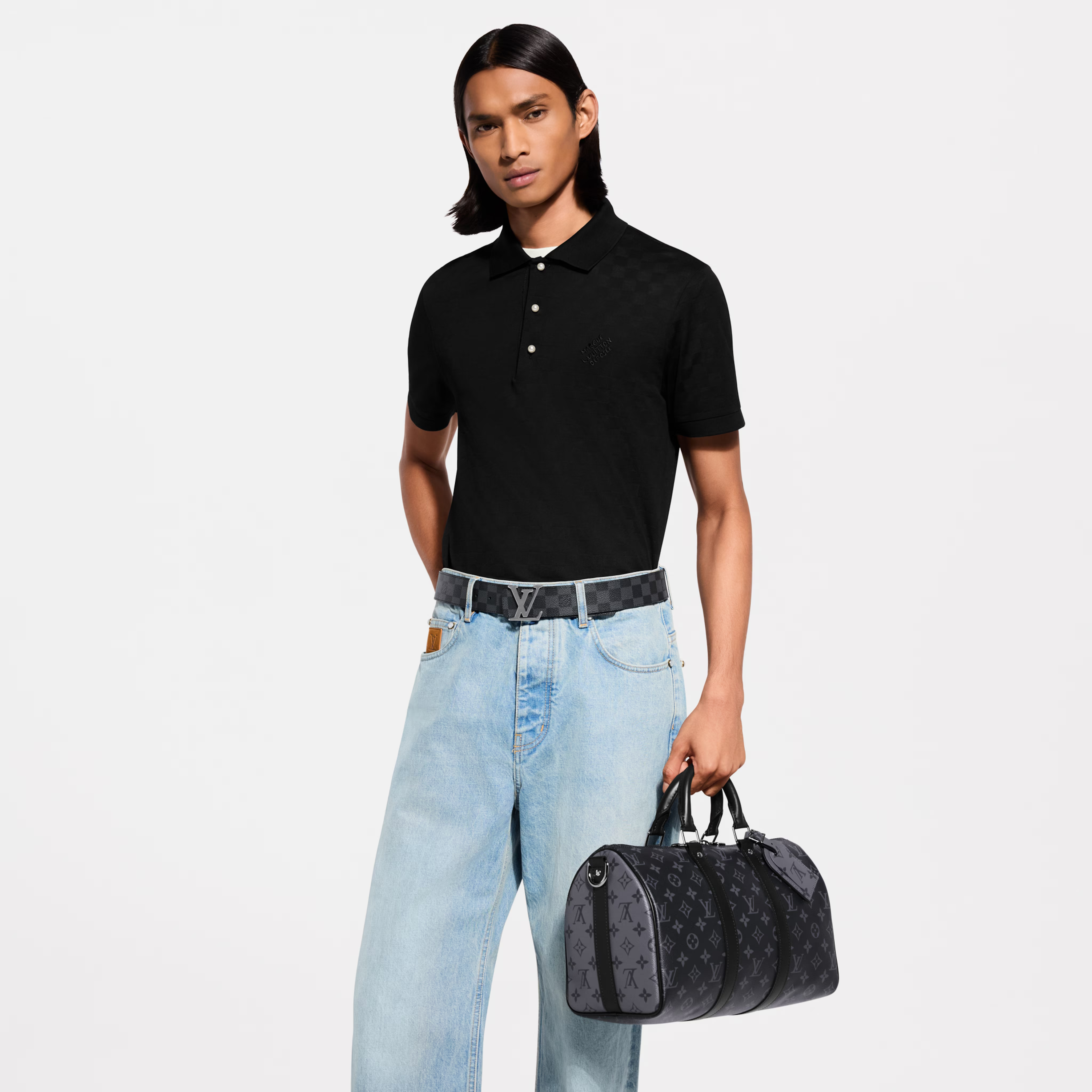 Louis Vuitton Monogram Eclipse Keepall Bandoulière 35 Duffle Bag – Black