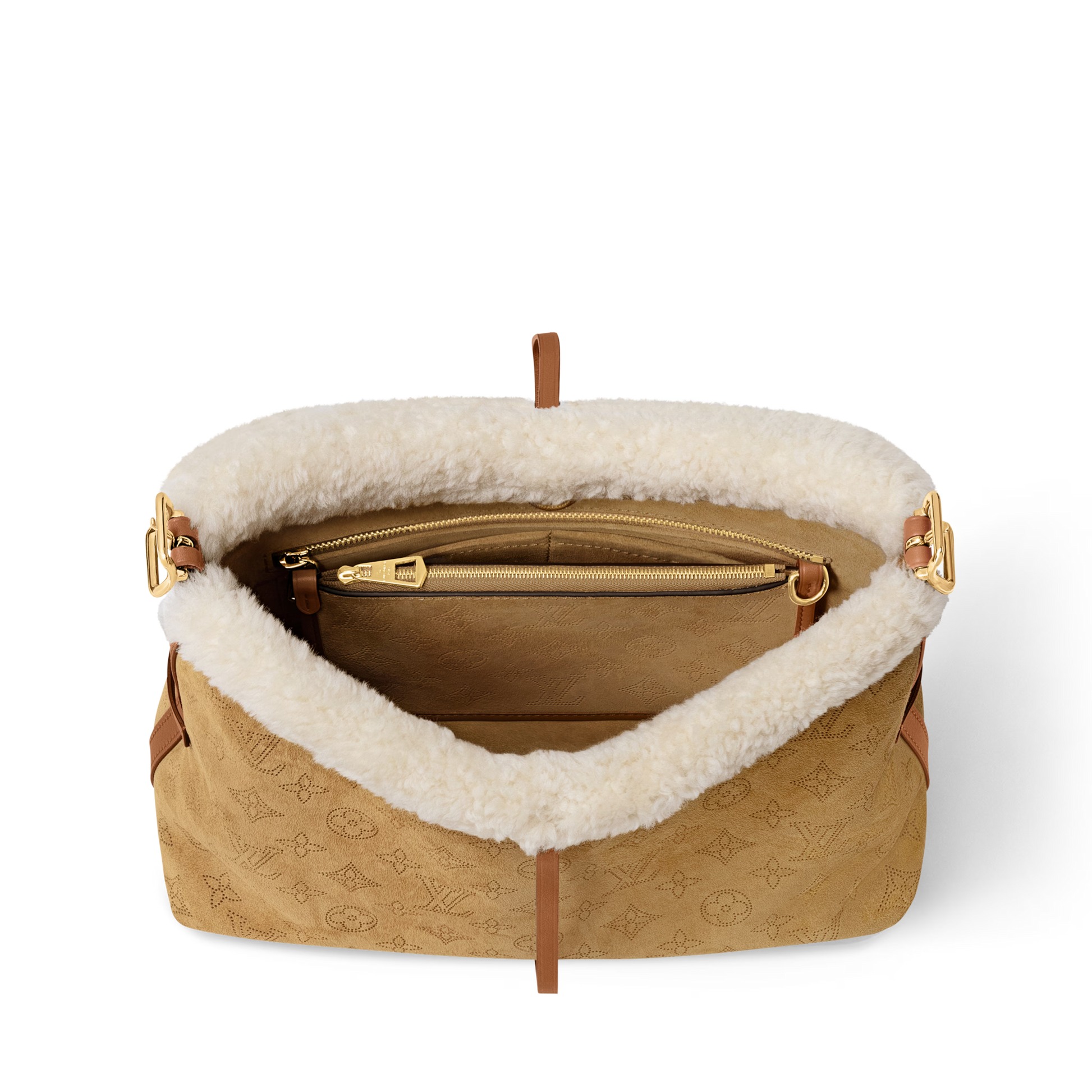 Louis Vuitton Mahina Suede Leather CarryAll PM Shoulder Bag – Beige