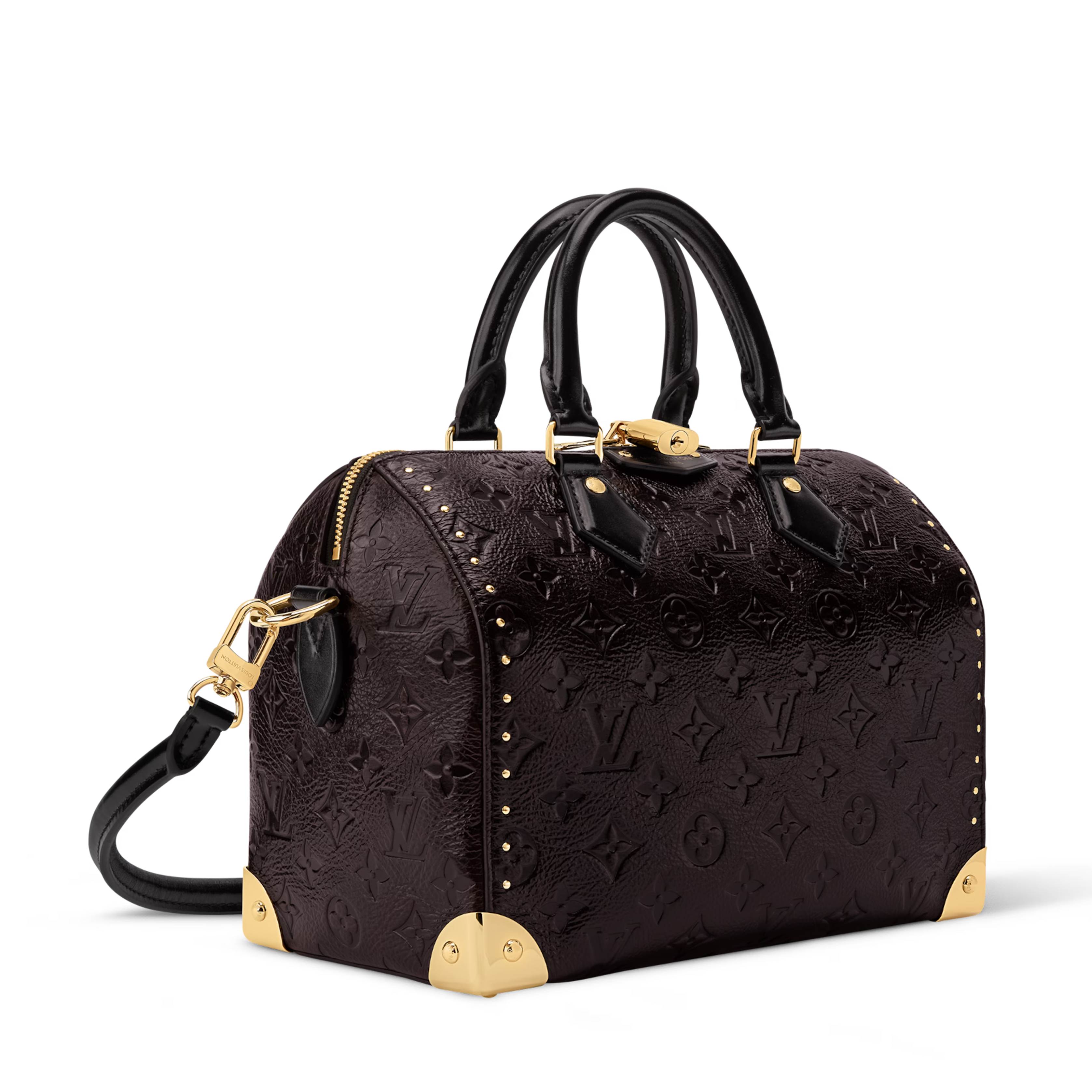 Louis Vuitton Calfskin Leather Speedy Trunk 25 Handbag – Acajou Black