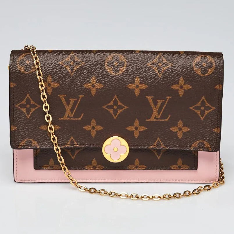 Louis Vuitton Monogram Canvas Flore Chain Wallet Bag - Rose Ballerine