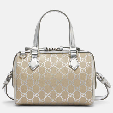 Gucci GG Emblem Small Top Handle Bag - Beige