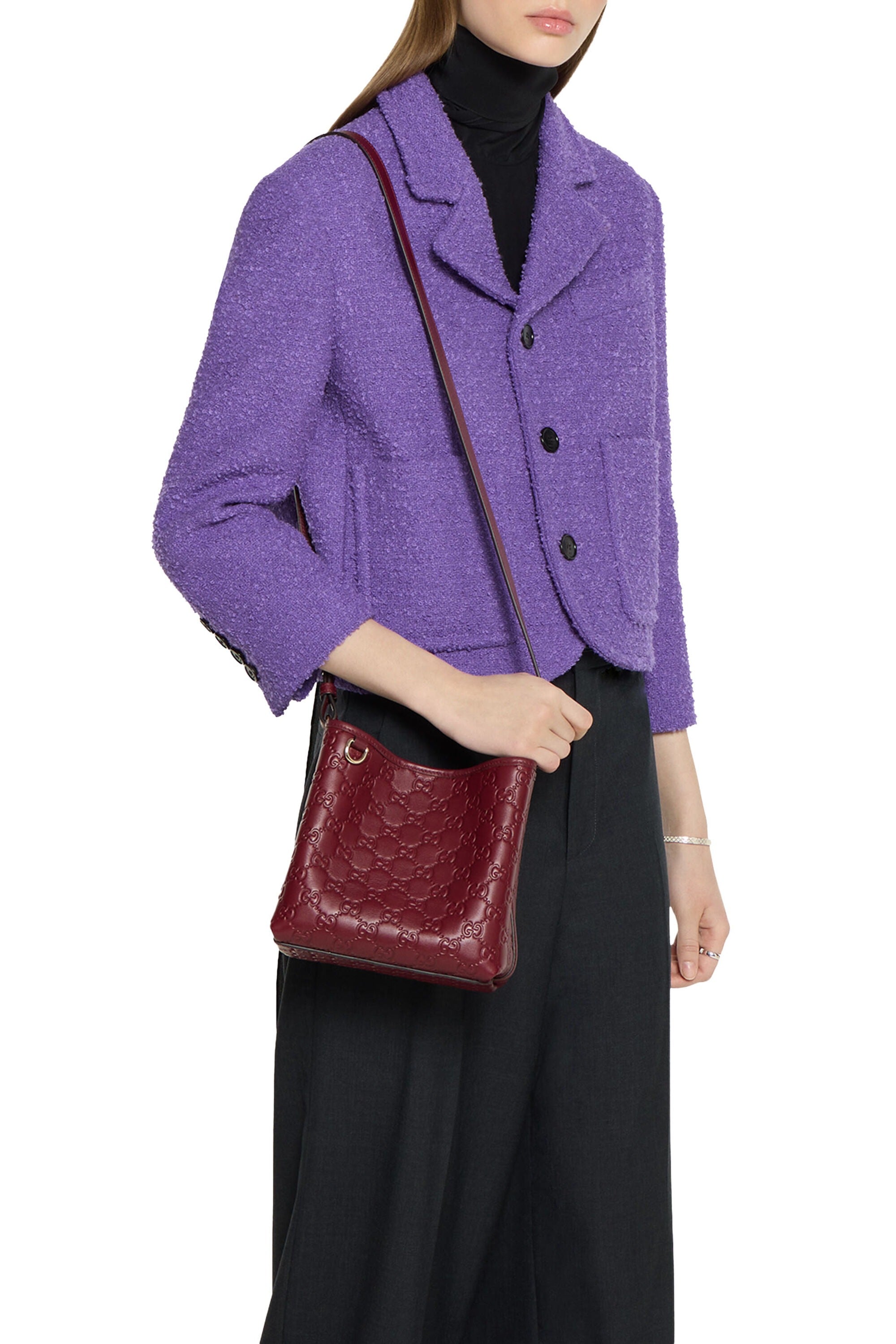 Gucci GG Calfskin Emblem Medium Shoulder Bag – Rose Ancora