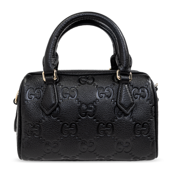Gucci GG Emblem Mini Boston Top Handle Bag – Black