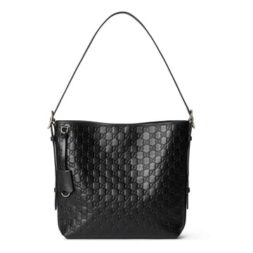 Gucci GG Emblem Medium Leather Tote Bag – Black
