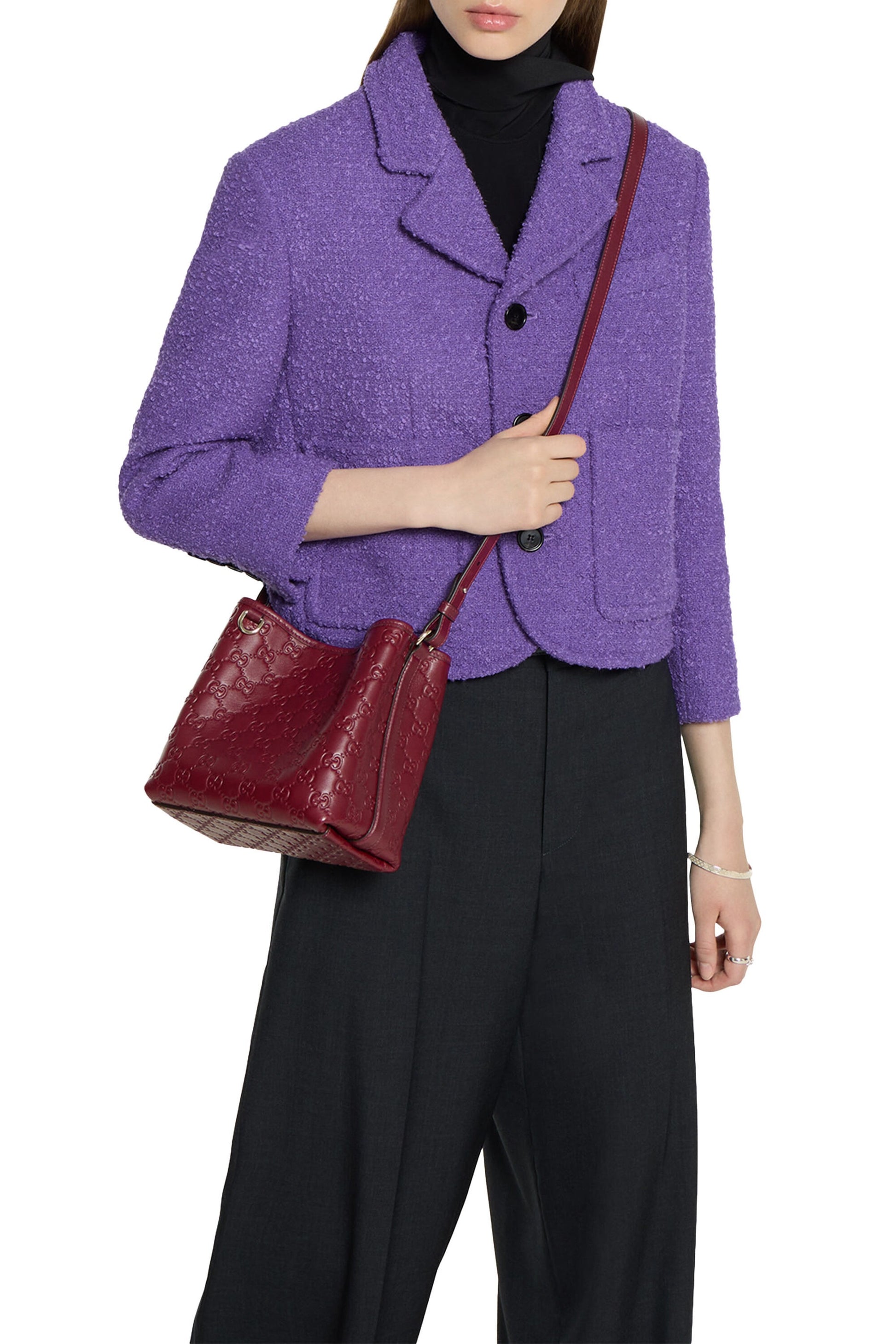 Gucci GG Calfskin Emblem Medium Shoulder Bag – Rose Ancora