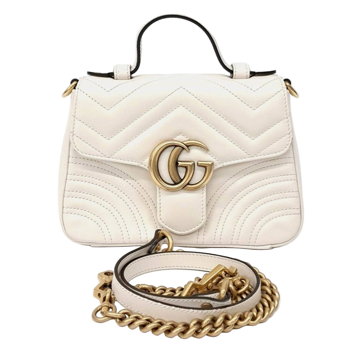 Gucci GG Marmont Top Handle Bag - White