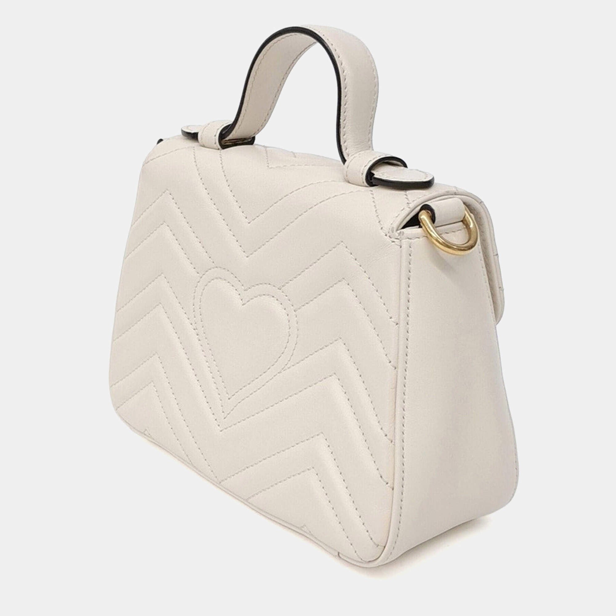 Gucci GG Marmont Top Handle Bag - White
