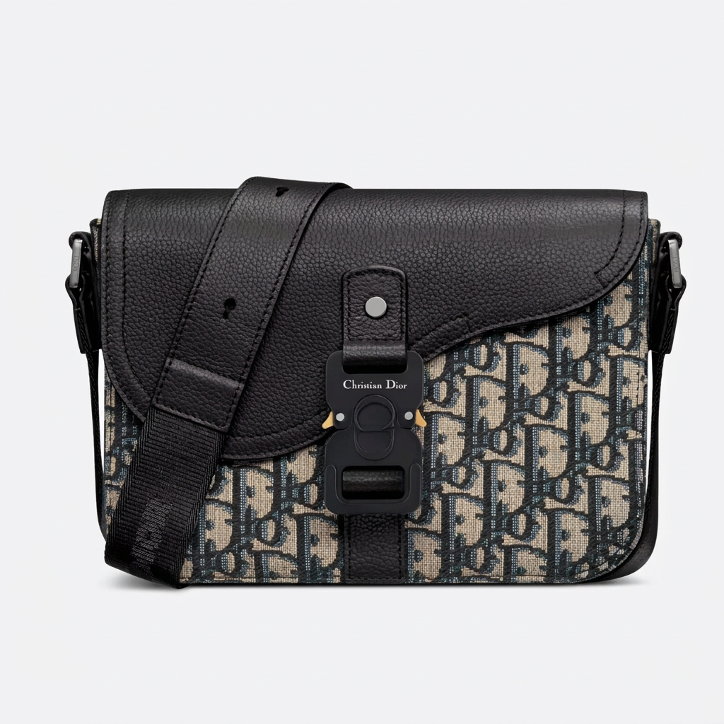Dior Medium Saddle Messenger Bag with Flap - Black