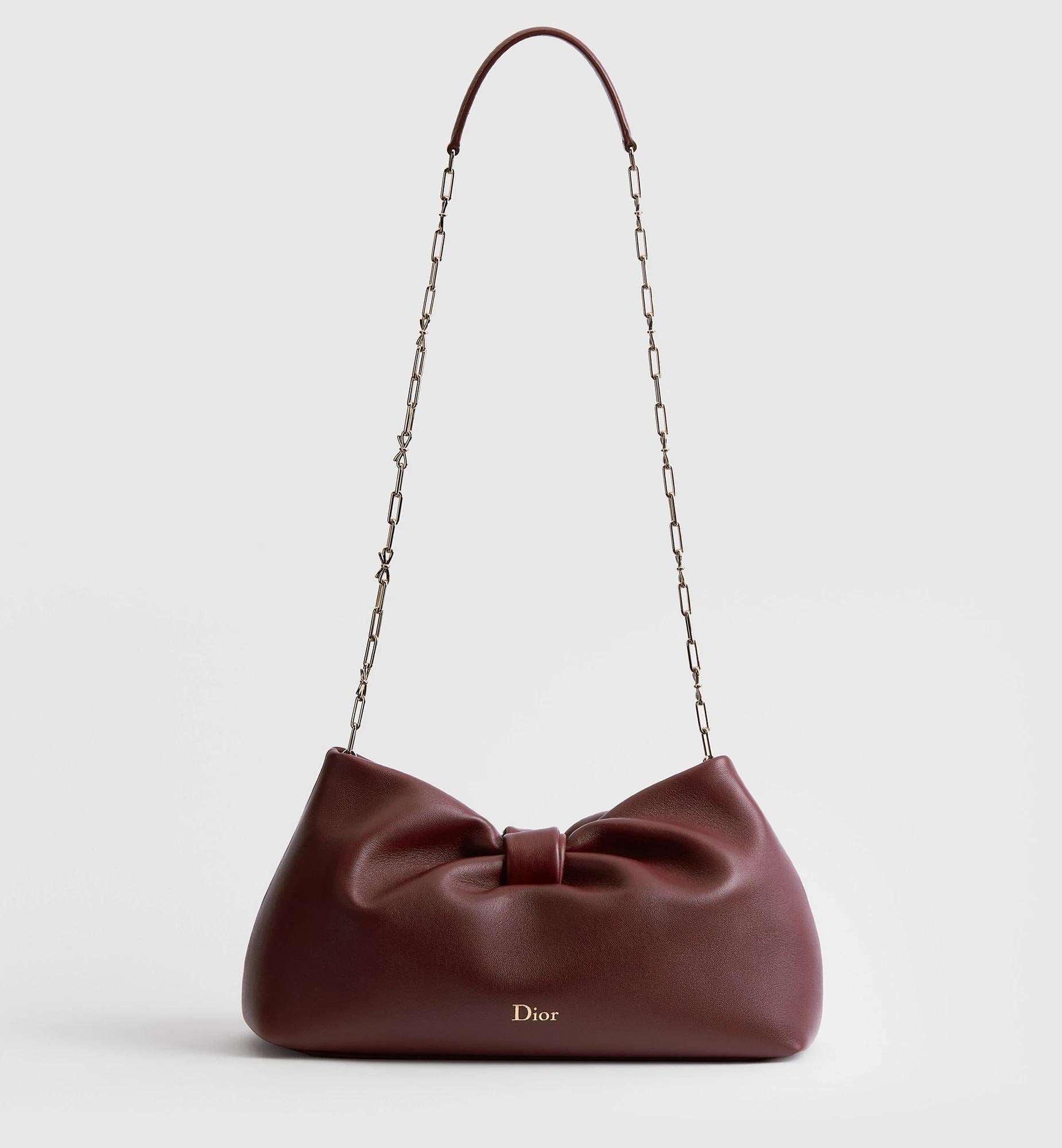 Dior  Medium Lambskin Bow Bag – Burgundy