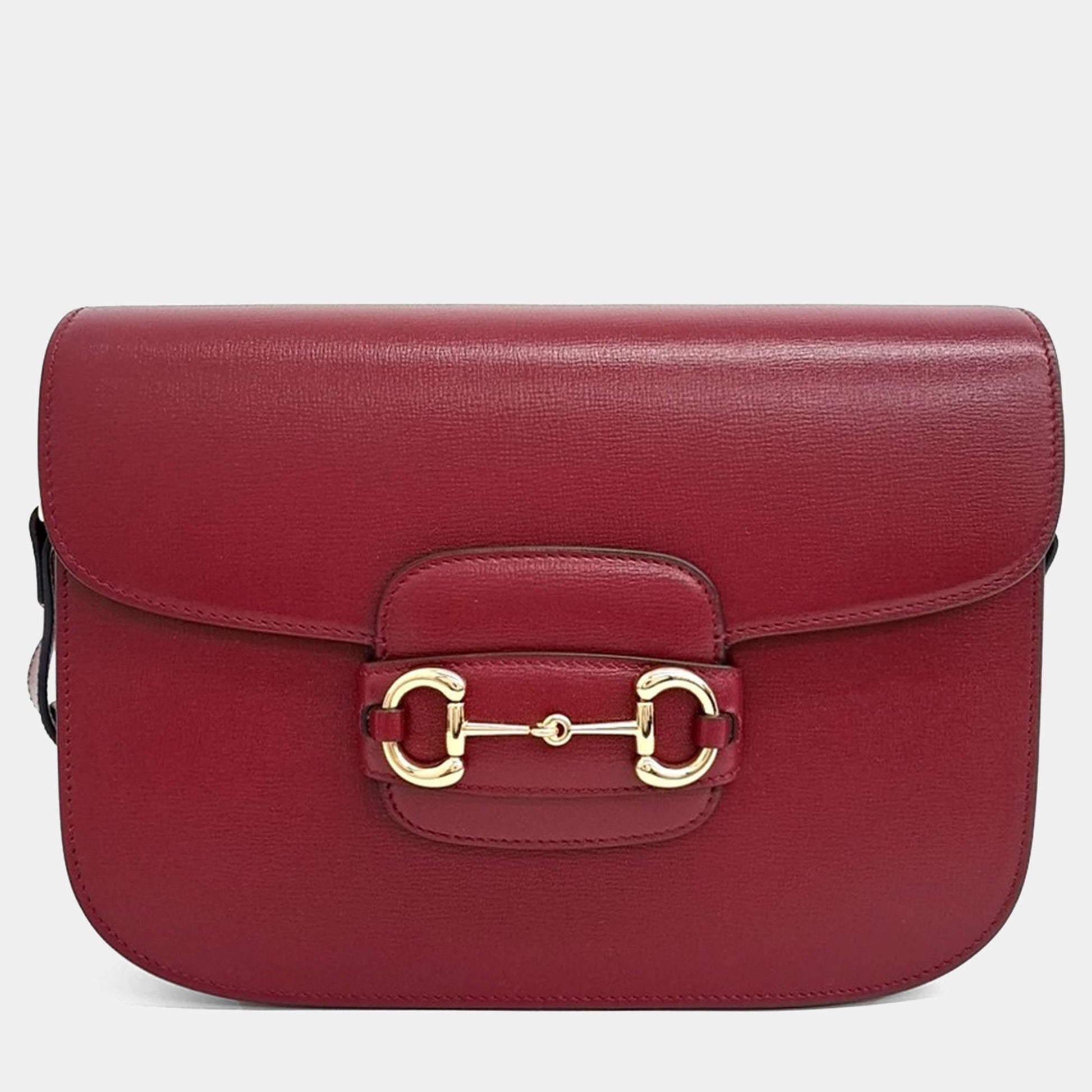 Gucci 1955 Horsebit Leather Shoulder Bag – Red