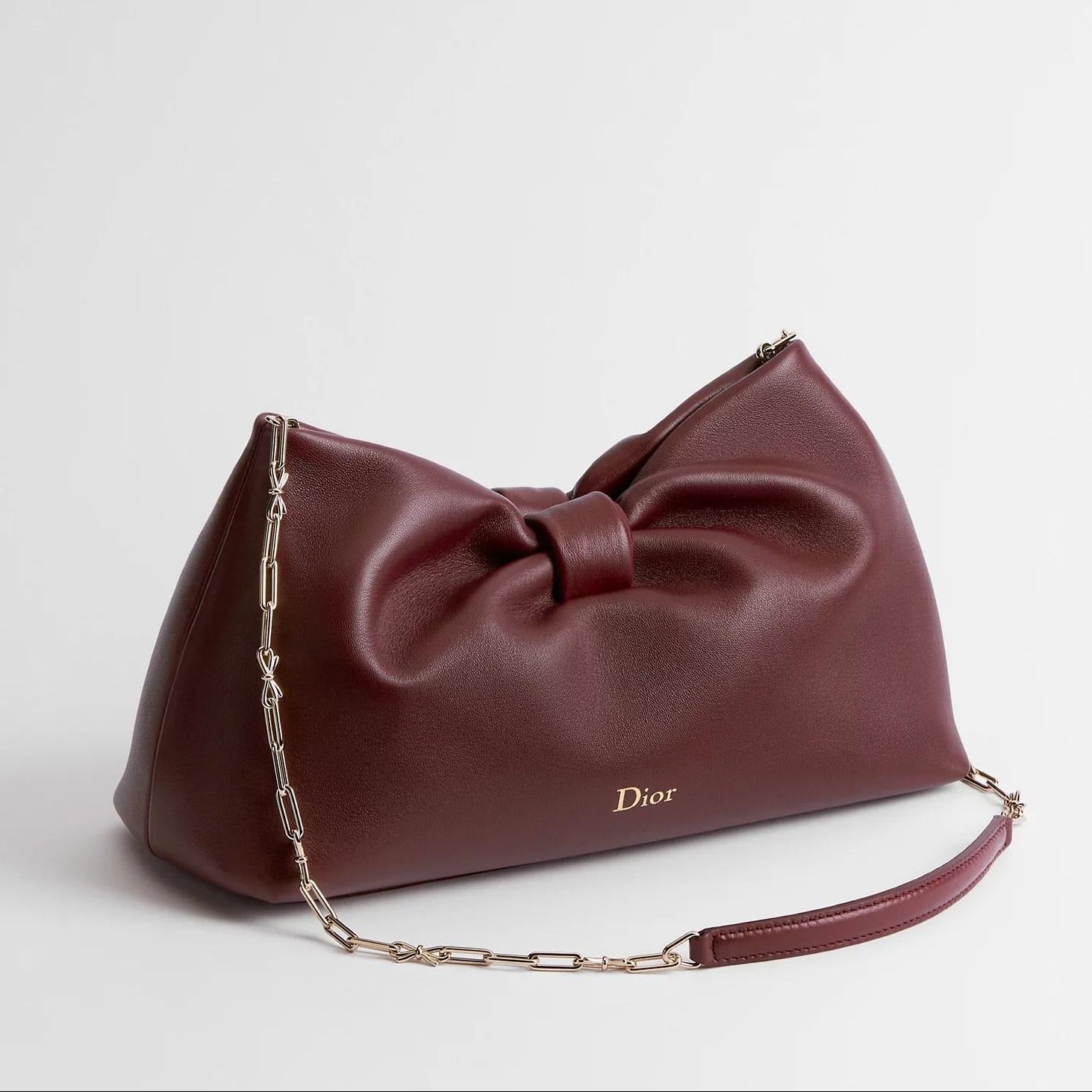 Dior  Medium Lambskin Bow Bag – Burgundy