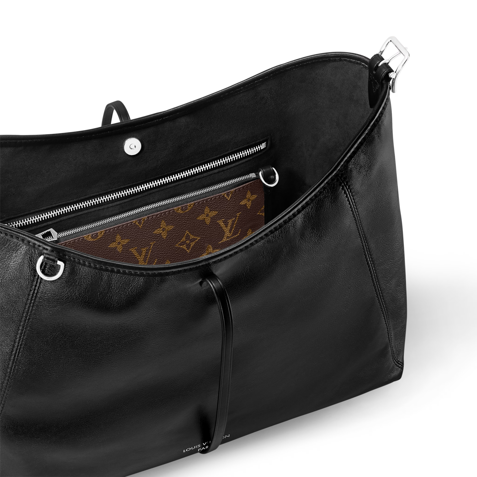 Louis Vuitton Lambskin CarryAll Vibe MM Handbag – Black