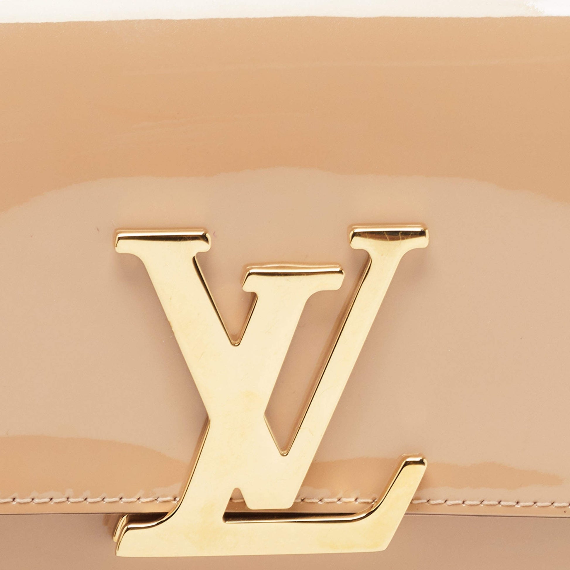 Louis Vuitton Patent Leather Louise Clutch - Beige