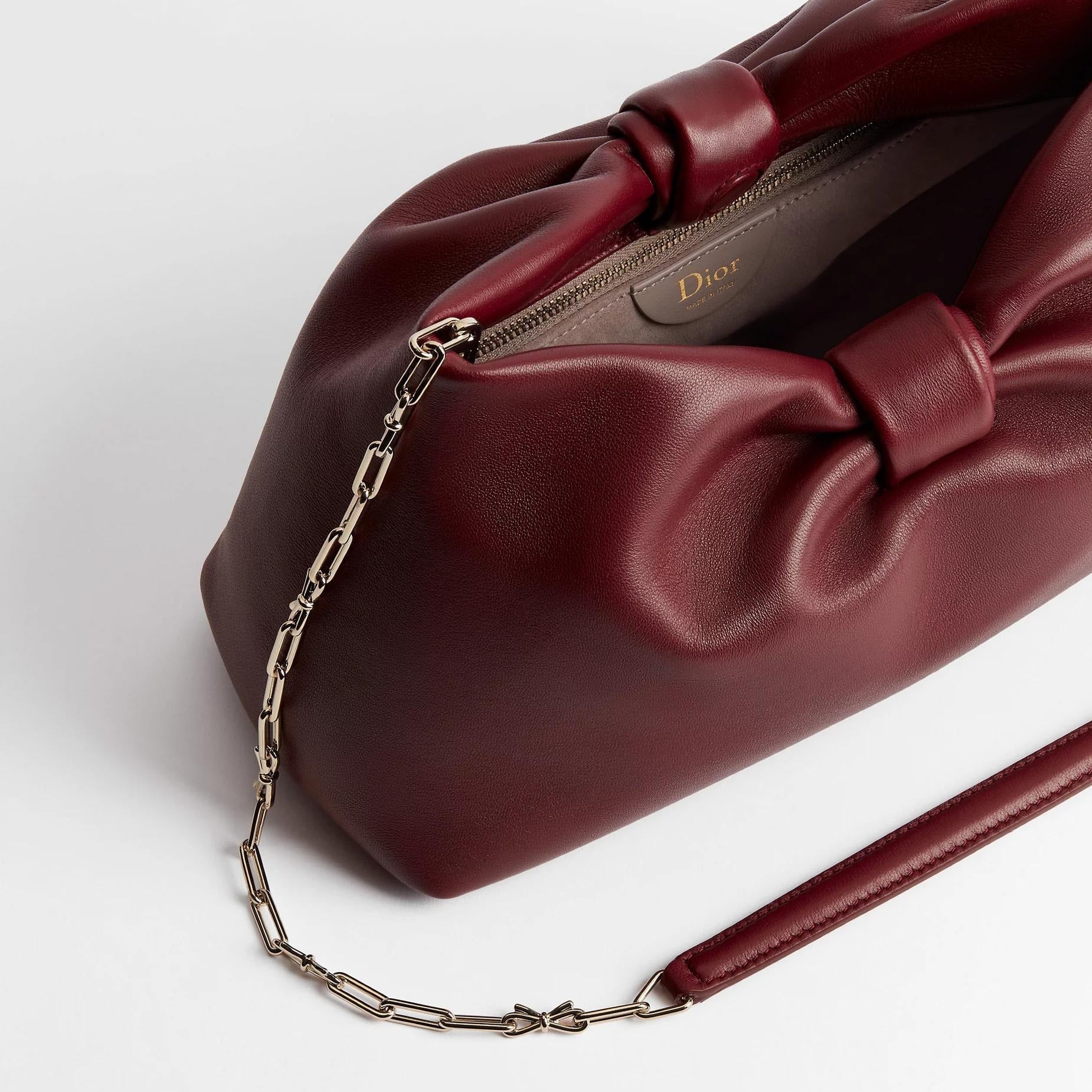 Dior  Medium Lambskin Bow Bag – Burgundy