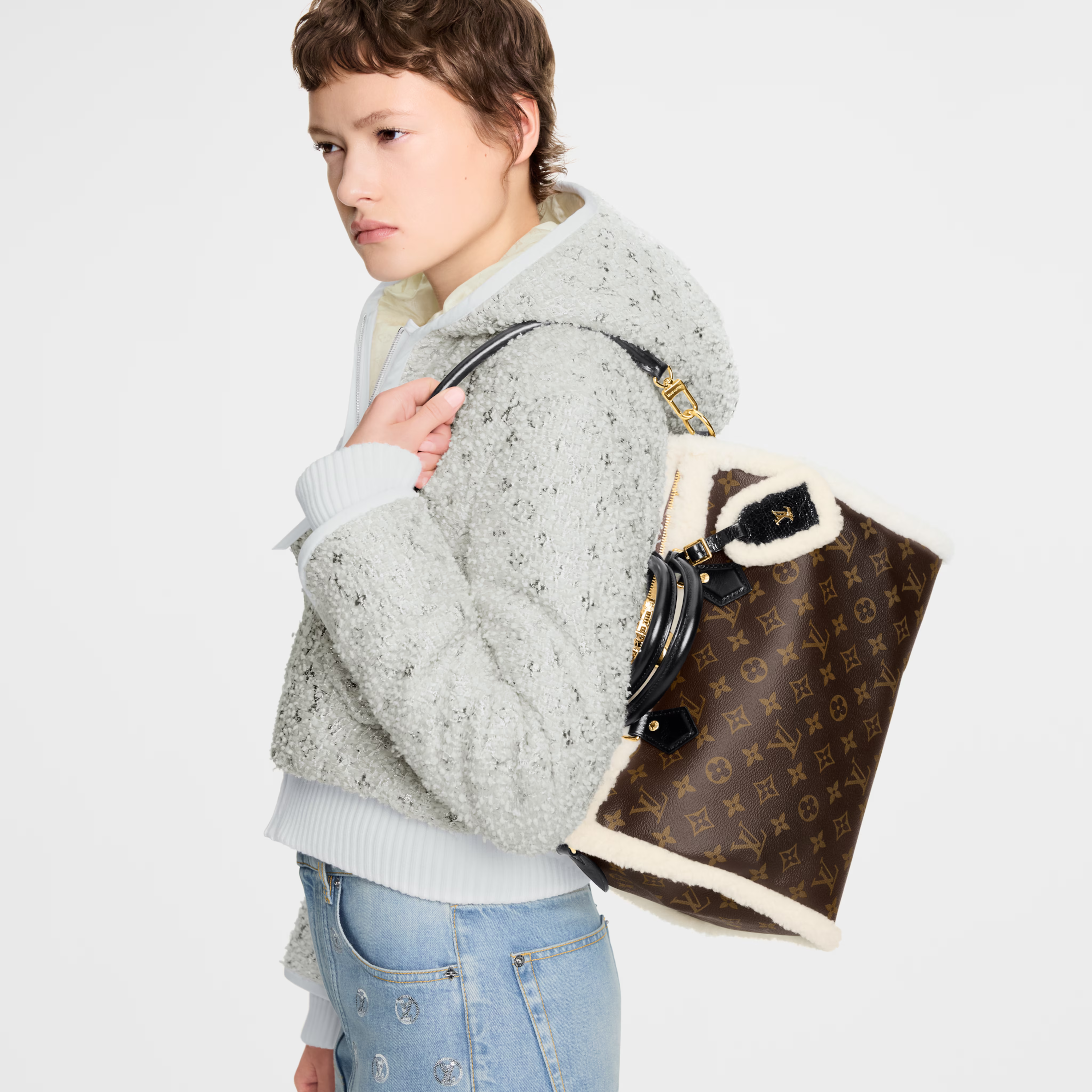 Louis Vuitton Monogram Shearling Speedy Soft 30 Teddy Handbag – Brown
