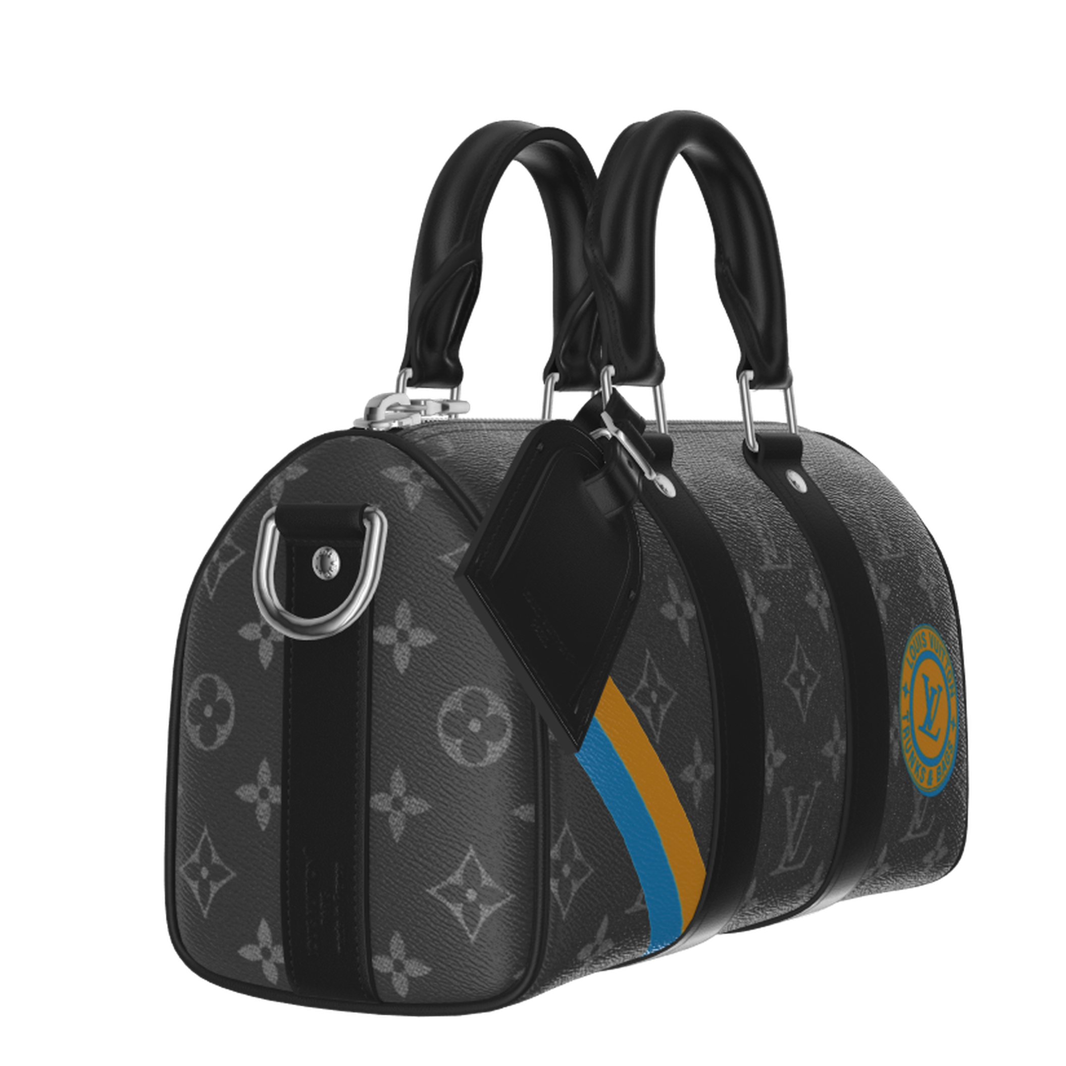 Louis Vuitton Monogram Eclipse Keepall Bandoulière 25 Duffle Bag –  Black