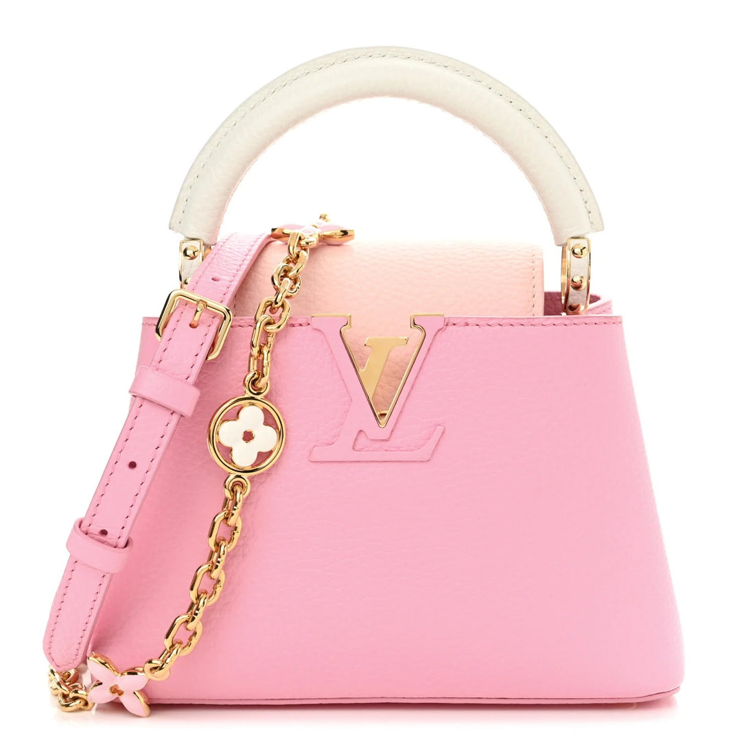 Louis Vuitton Taurillon Flower Chain Mini Capucines Handbag – Candy Pink