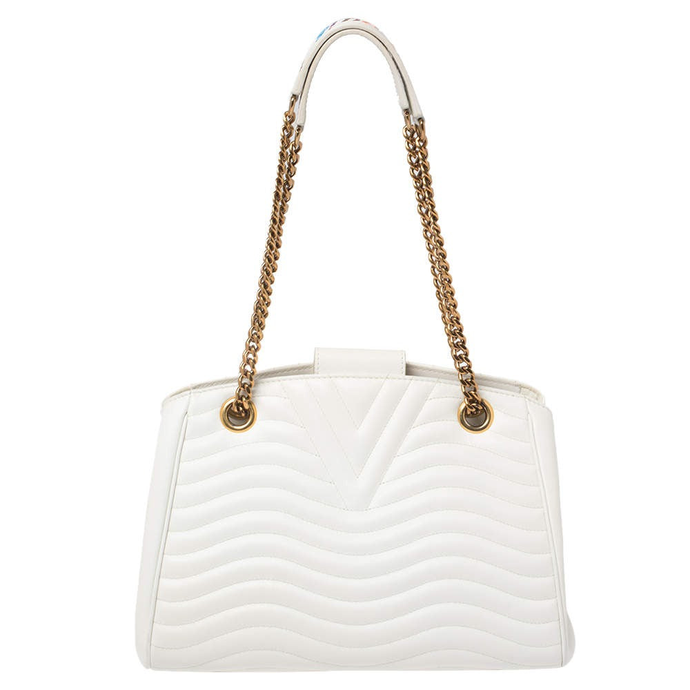 Louis Vuitton Calfskin New Wave Chain Tote Bag - White