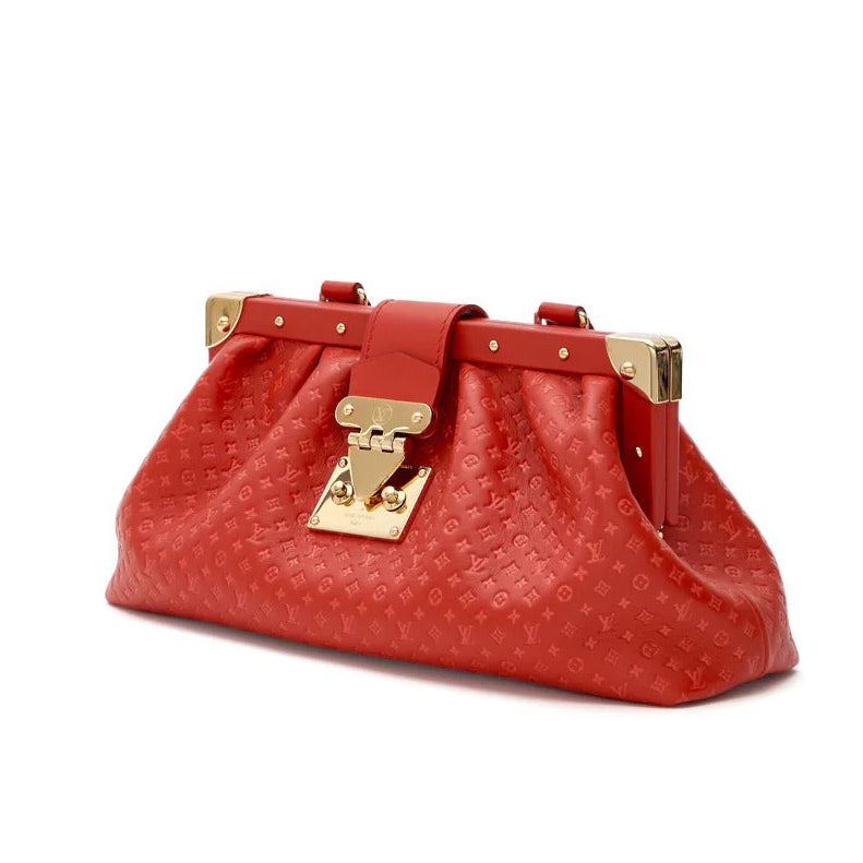 Louis Vuitton Calfskin Leather Mono Clutch Bag – Red