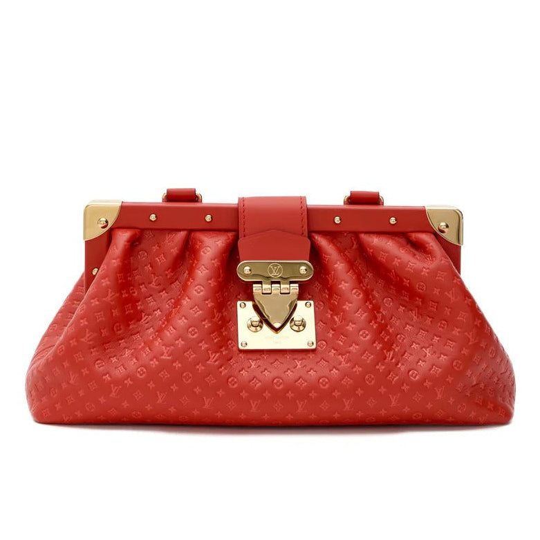Louis Vuitton Calfskin Leather Mono Clutch Bag – Red