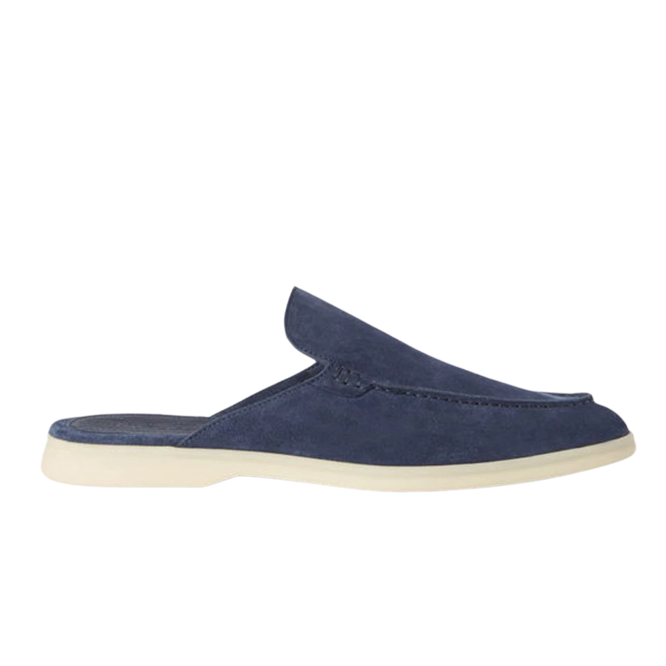 Loro Piana Babouche Walk Suede Slippers - Racing Blue (003)