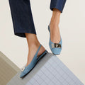 Hermes Innocente Slingback Suede Sandals - Blue Sky