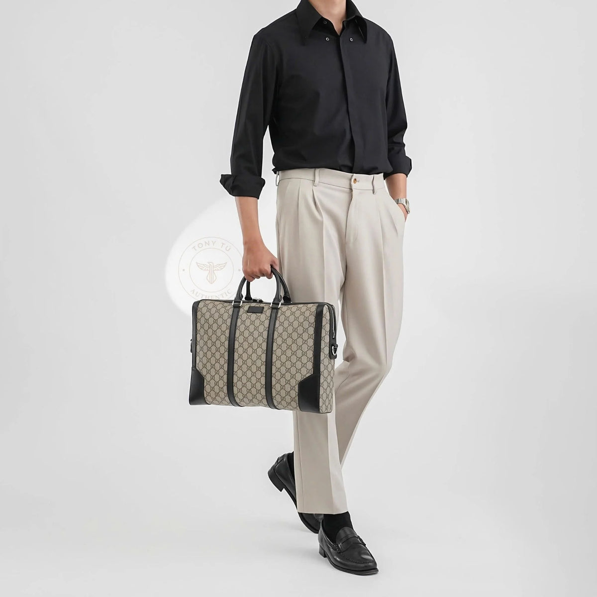Gucci GG Medium Briefcase Bag - Beige